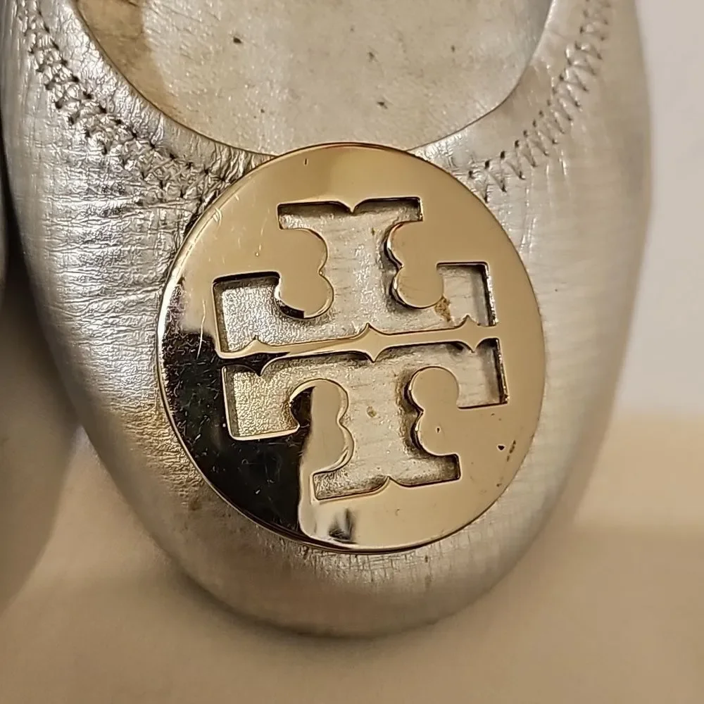 Tory Burch Silver Ballet Flats size 7